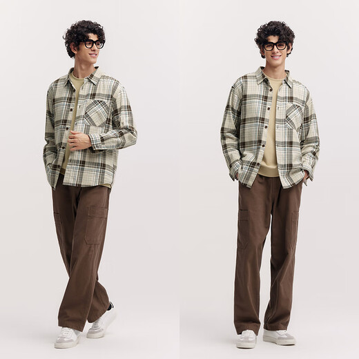 Semir shopping mall same style long-sleeved shirt men's pure cotton plaid jacket 2025 spring top loose 101125105106