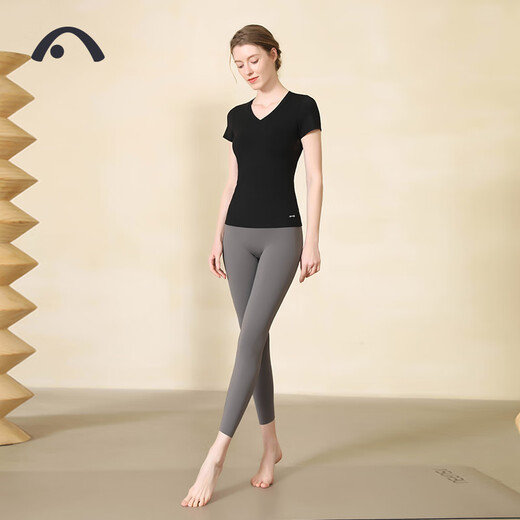 Aixiabu Professional Yoga Wear Women's Top Spring and Summer Pilates Beautiful Back Short Sleeve Sports T-shirt Fitness Wear High-End Nude Large Size Black/Mesh With Breast Pad XL