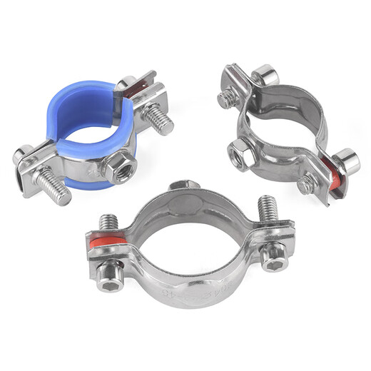 JINGGONG 304 stainless steel fixed pipe bracket welded nut buckle hoop pipe clamp PPR water pipe clamp pipe pipe clamp 80-89 with nut M8 (with rubber sleeve)