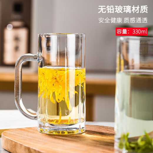 Green apple lead-free glass draft beer cup beer cup water cup tea cup drink cup coke cup single layer with handle color box