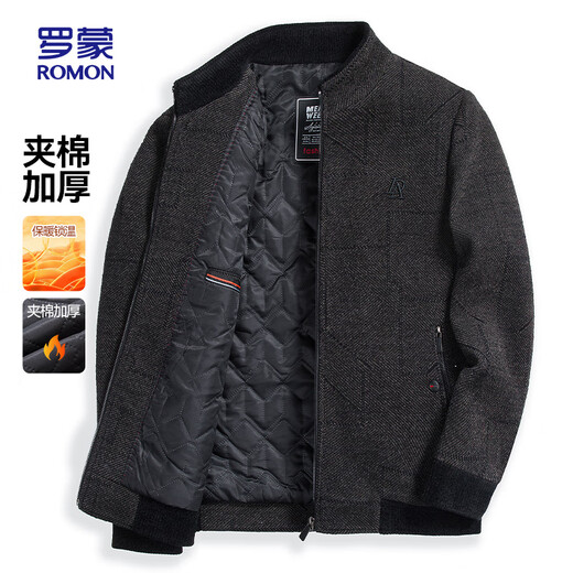 ROMON cotton jacket men's short stand-up collar thick warm winter business casual jacket men 2167 gray 175