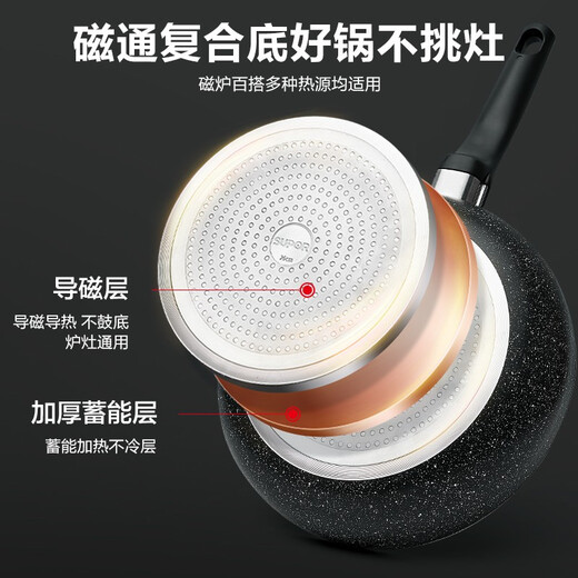 SUPOR Maifan stone color non-stick cookware set, wok, frying pan and soup pot three-piece set for household oil-free kitchen utensils, wok + frying pan + soup pot