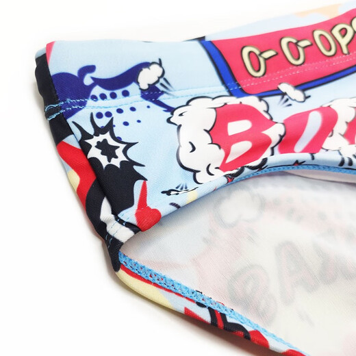 UXH men's youth briefs anime beach can add padded pants to prevent embarrassment boys youth children swimming equipment light blue L