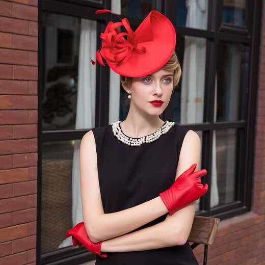 EE original design European and American fashionable lady hat Elegant and versatile Jockey Club lady style hat for women 2336 red