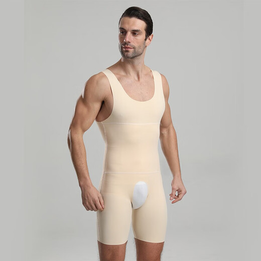 Modal Men's Body Shaping Bodysuit Pressurized Tummy Opening Crotch Body Elastic Tights Hip Lifting Tummy Control Corset Black M