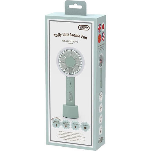 TOFFY Japan direct mail portable handheld fan hands-free USB rechargeable multi-speed air volume adjustment mini wireless fan with LED light FN02 (light green)