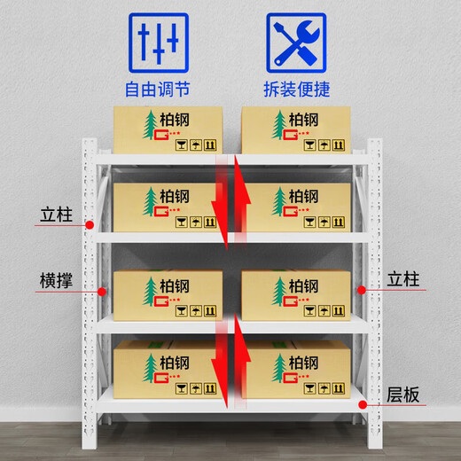 Baigang Shelves Storage Racks Lightweight Warehouse Display Racks Metal Shelves Cargo Racks Storage Racks Light Blue 150kg Length 150*W 50*H 200cm
