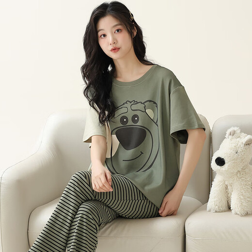 Modal 100% de pijamas de algodón para mujeres Pure Spring de algodón puro y dibujos animados de jóvenes jóvenes puede usar trajes de ropa para el hogar fuera de AM698 m (recomendado 80-100Jin [Jin iguala 0.5 kg])