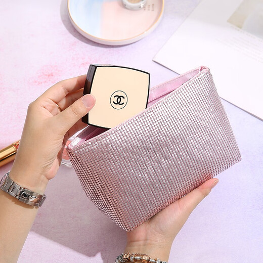 ToMill Portable Cosmetic Bag Women's Portable Storage Bag Clutch Bag Exquisite Small Bag Large Capacity Lipstick Bag Menstrual Bag Evening Bag Modern Girl-Black