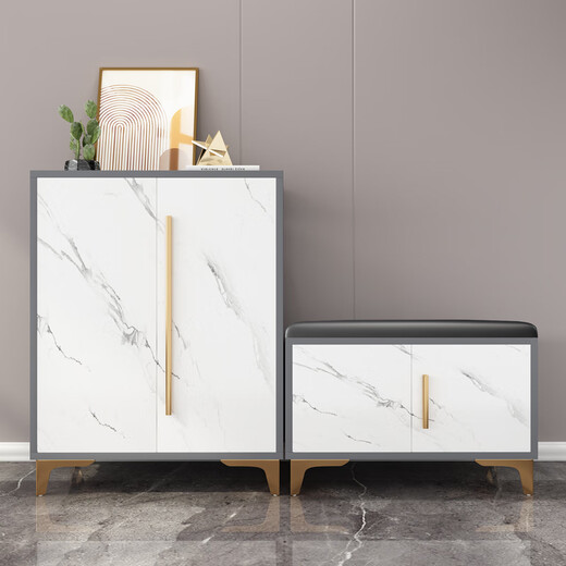 Coolin Shoe Cabinet Door Storage Cabinet Multi-layer Storage Cabinet Entrance Modern Light Luxury Entrance Cabinet Black Legs 70*33*90cm