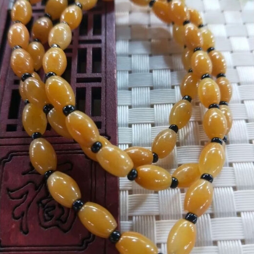 Sanskrit natural yellow agate transfer pendant bead chain lanyard pendant rope jade jade pendant necklace male and female Buddha beads natural yellow agate transfer pendant bead chain lanyard pendant rope