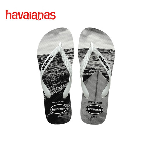 Havaianas Hype III Beach Herren Flip Flops Sommer am Meer Outdoor Outdoor Casual Pantoffers können außerhalb von 6194-Weiß/Schwarz/Grau 43-44 brasilianischer Code getragen werden