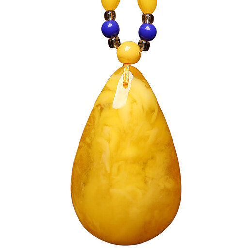 Fat Donglai's same style beeswax water drop pendant old chicken oil yellow necklace accompanying men and women amber gold chicken oil yellow peace buckle pendant