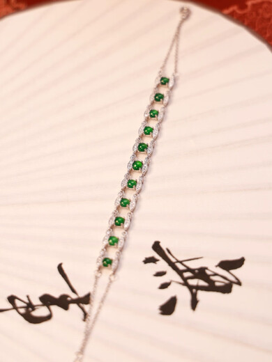 Feiyu Ice Jade Armband Egg Face A Goods Jade S925 Silber Intarsien Ice Imperial Green Armband Damen SN9758