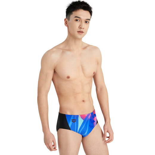 Arena Men's Swimming Briefs Adult Wide-Brim Printed Conservative Sports Comfortable Quick-Drying Swimming Briefs BKBU M (Waist 76-80)