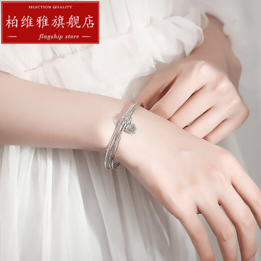 Bovia Platinum PT950 Bracelet Three Lives Three Worlds Car Flower Love Wishing Platinum Semi-Solid Women's Ring Bracelet pt950 Bracelet 56mm 12.8-12.8