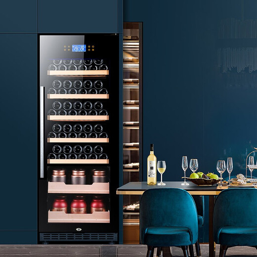 Zunbao (zunbao) BJ-308 Compressor Constant Temperature Wine Cabinet Red Wine Cabinet Home Living Room Red Wine Cabinet Tea Cabinet Medicine Dry Goods Cool Cabinet Fresh Refrigerator 550 Thin Section/Ordinary Door Black Hanging Cup Style