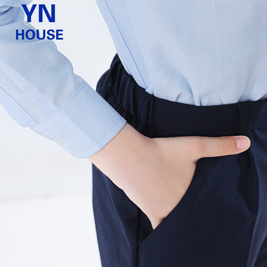 Yinuobang children's shirt long-sleeved blue boys and girls shirt suit shirt blue size 140