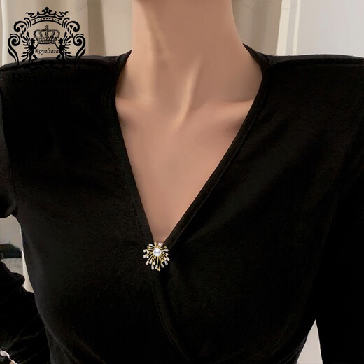Royal sasa Japanese style fireworks brooch women's seam-free dress anti-exposure button shirt suit accessories collar button trendy
