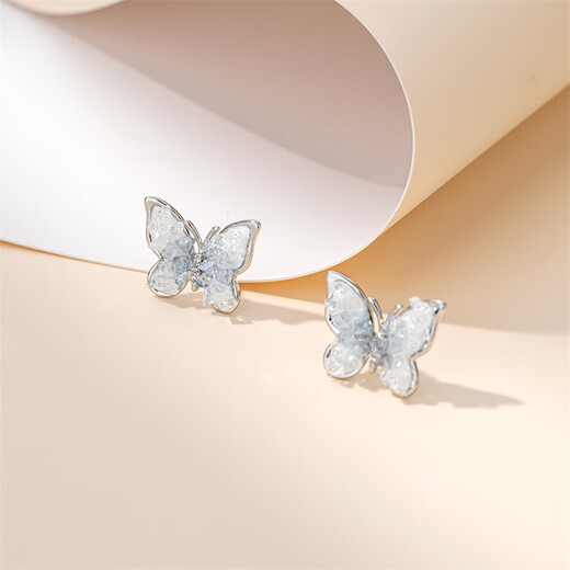 Qlady crystal butterfly temperament earrings women's sterling silver earrings new 2025 high-end silver earrings unique earrings