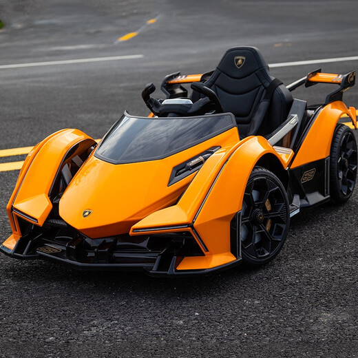 Cooperate with Lamborghini baby electric car, remote control four-wheel car that can sit and swing for men and women, children's toy stroller, orange battery life of 6 hours, large lithium battery + full function