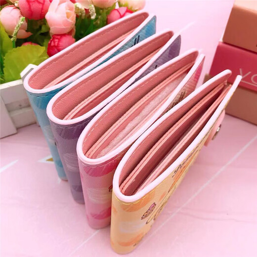 Tanbeiman Portefeuille pour Enfants Filles Dessin Animé Mignon Court Demi-plié Pu Souple Porte-Monnaie Étudiant Multifonction Porte-Monnaie Porte-Carte Rose KT Chat Portefeuille de Dessin animé pour Enfants