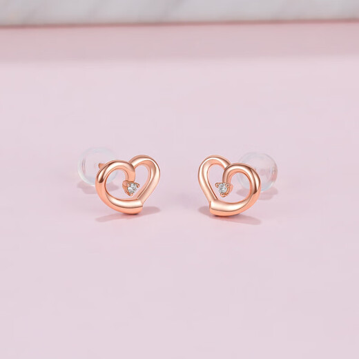 Saturday Fortune Jewelry Xin Yue Red 18K Gold Diamond Stud Earrings Women's Rose Gold Color Gold Earrings KRDB095982 Pair