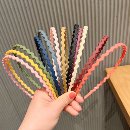 Early frosted wavy thin hair hoop for women's summer all-match bangs hairpin Korean style high skull face hoop hair headband hair accessories black