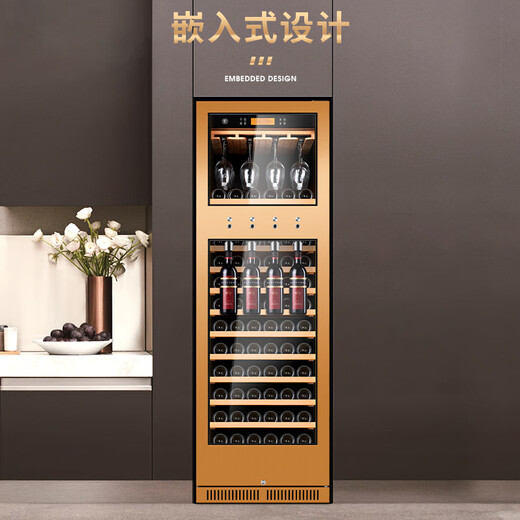 CIGARLOONG cigar and wine cabinet cedar wood intelligent dual temperature constant temperature and humidity energy-saving cigar and wine dual-use cabinet CL-188C3 full red wine hanging cup model (black titanium)