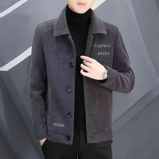 ZMEX new men's jacket spring and autumn trendy versatile thin top lapel jacket men's khaki 2XL recommended 120-140Jin Jin equals 0.5 kg