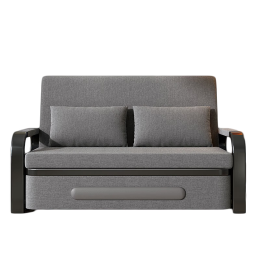 Folding sofa bed all-in-one dual-use single bed multi-functional new fabric small apartment pull-out retractable bed dark gray 82cm storage +7cm sponge