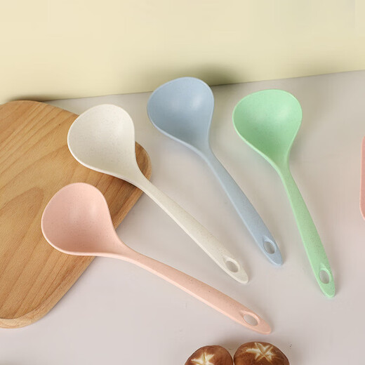 Rice cooker accessories wheat soup spoon straw household tableware soup spoon healthy and environmentally friendly wheat fragrant round ear spoon porridge spoon wheat soup spoon - random color - 1 pack