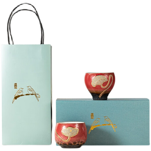 山头林村主人杯一对高端情侣杯装复古茶杯个人刻N6296岩生釉莲蓬情侣杯 岩生釉莲蓬情侣杯