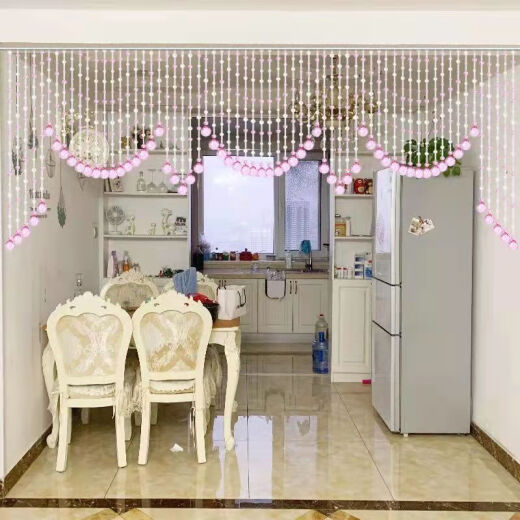 Shanye Bead Curtain Door Curtain Crystal Bead Curtain New Entrance Half Curtain Hanging Curtain Balcony No Punching Guest Restaurant Partition Curtain No Punching Crystal Purple + Transparent Color 39 Extended Edition