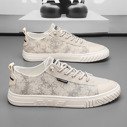 DKCCI Summer Breathable Men's Shoes 2025 Versátil nueva versión coreana Lienzo casual zapatos zapatos de tela blanca para hombres zapatos de moda beige 42