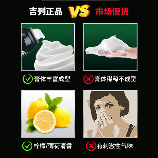 吉列（Gillette）剃须泡沫薄荷大瓶清新柠檬男士手动剃须膏刮胡膏 柠檬泡沫3瓶装
