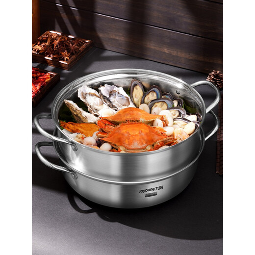 Joyoung Yuanyang Pot Hot Pot Pot for Household Induction Cooker Special Pot 304 Food Grade Stainless Steel Hot Pot Pot Shabu Shabu Yuanyang Pot - (With Cover - Soup Colander) 28cm