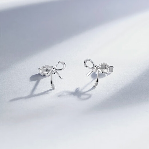 ZLF PT950 Platinum Earrings Women's Platinum Simple Sweet Bow Earrings 1.39g
