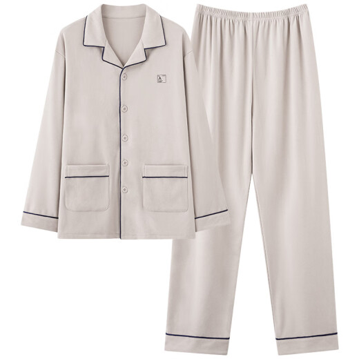 Modard Velvet Pajamas Autumán y invierno Cárdigan de manga larga Invierno se puede usar ropa de vestir para el hogar simple QKM9196 4XL