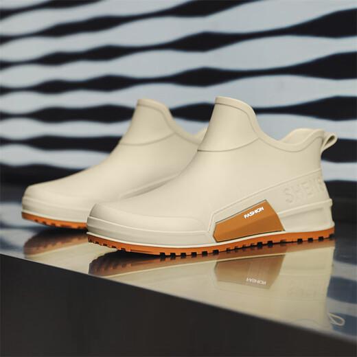 西域骆驼（VANCAMEL）英伦时尚男款雨鞋外穿舒适耐磨防水钓鱼赶海水鞋女款通勤胶鞋 驼色【固定棉】 建议拍大一码 39