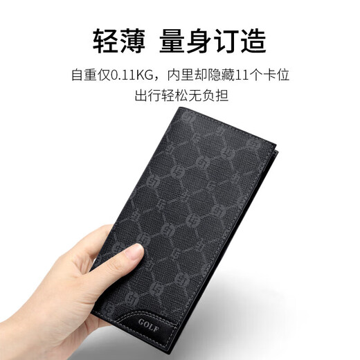 Golf GOLF men's wallet multi-card slot long wallet men's retro print 11 card slot card holder casual large-capacity wallet horizontal ticket holder business wallet 5V768385J black