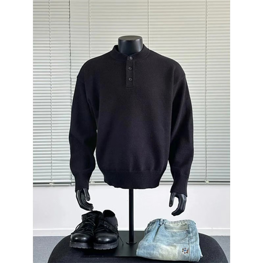 Lifeng Lei Jun's same style American Henry collar sweater men's winter high-end bottoming sweater cleanfit jacket black upgrade 5XL (recommended 195-210Jin Jin equals 0.5 kg)