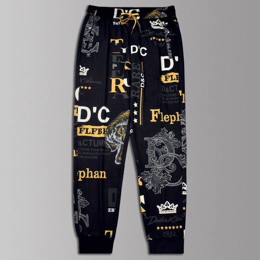 Simple square pattern plaid trousers for men new fashion trend printed men's trousers with drawstrings and drawstrings for men's elastic #6629 black 28 100-110Jin Jin is equal to 0.5 kg