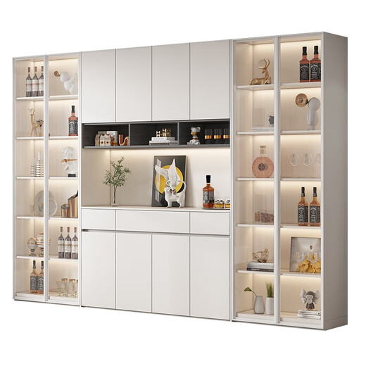 Oushitang customized solid wood sideboard high cabinet living room wall home restaurant storage cabinet multi-functional kitchen bowl cabinet wine cabinet A style one white 80*35*220 real wood