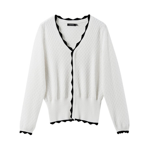 Simple V-neck long-sleeved sweater for women in 2023 autumn clothing new lady's temperament slim commuting versatile top White 1 L/40