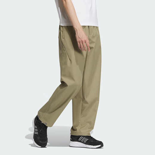 Adidas (adidas) sports pants men's pants 2025 autumn and winter casual pants woven plus velvet loose straight pants trousers JX1788 JX1789 green trousers snap button M