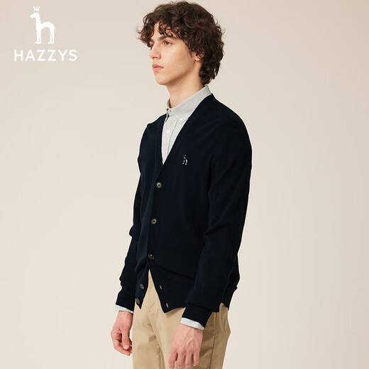 Munas de suéter para hombres de Hazzys Men's Spring y Autumn Mangas de lana en V de lana en v