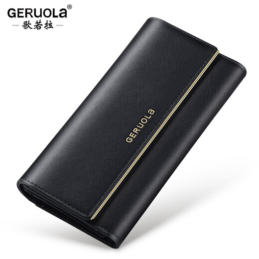 Gorola 2025 New Women's Wallet Long Genuine Leather Clutch Women's Wallet Coin Purse Wallet Large Capacity Multiple Card Slots Classic Black - Anti-Theft Brush