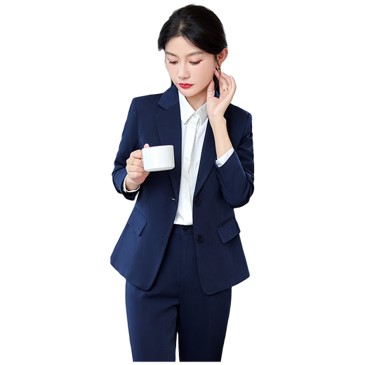Small suit for women, spring, autumn and winter long-sleeved professional suit, business formal wear, interview, work, teacher sales work clothes, black female, suit jacket + pants + white shirt, 2XL size, about 115-124 Jin Jin is equal to 0.5 kg. Wear