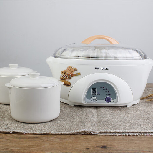 Tianji electric stew pot ceramic fully automatic 2 people 3 water-proof stew pot one pot three pots 1.6L white porcelain BB soup and porridge household one pot three pots classic (no reservation) 1.6L